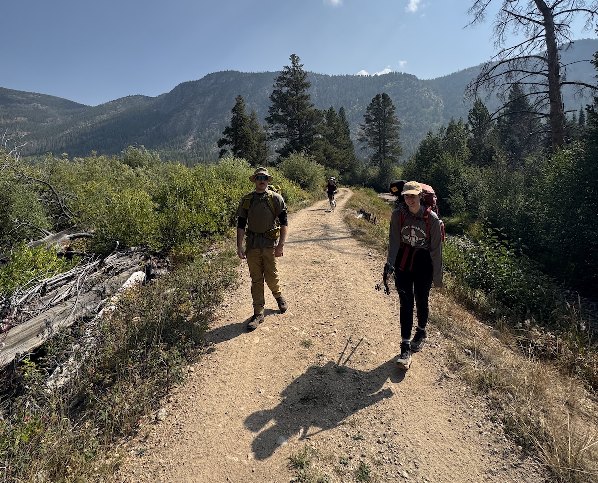 The gravel trail with Ben, Gabby, and myself plus Zulu in the background.